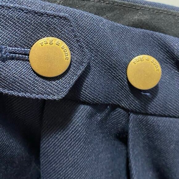 RAG & BONE Luca Navy Blue Pleated Satin-trimmer Twill Shorts Sz 10 - Picture 5 of 11